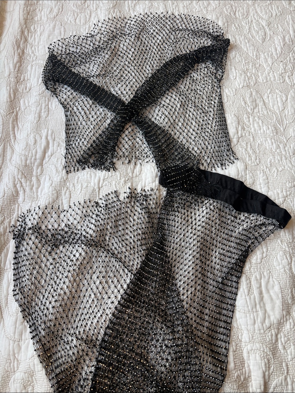 Sheer Black Rhinestone Mesh Lingerie Set